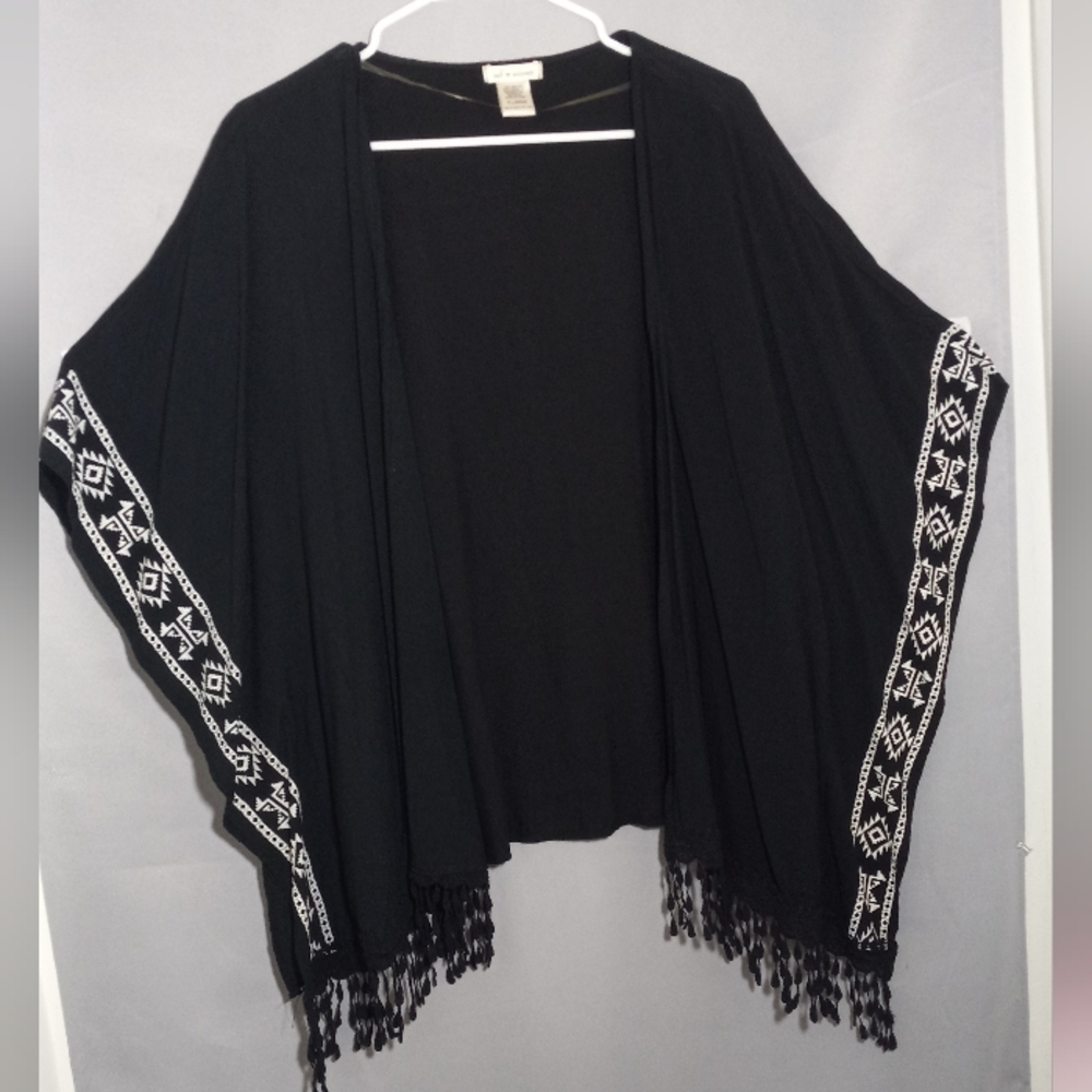 Self Esteem Black and White Patterned Poncho